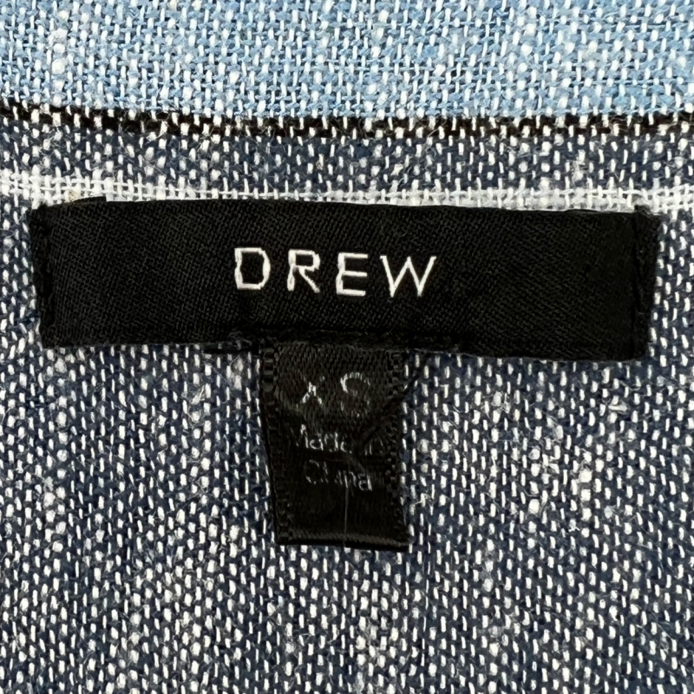 Drew Dress Womens XS Morgan Blue Striped Sleeveless Tie Front Linen Blend Shift - Picture 10 of 12